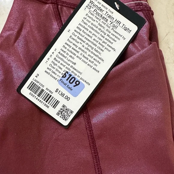 Lululemon Wunder Train High-Rise Tight with Pockets 25” Foil Leggings- Rare Find - Picture 8 of 13
